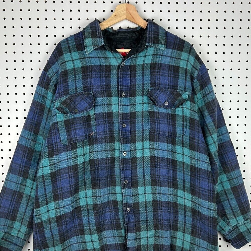 Vintage Coleman Plaid Shacket Jacket Size Large Green Blue Outdoor‎ Camping Core
